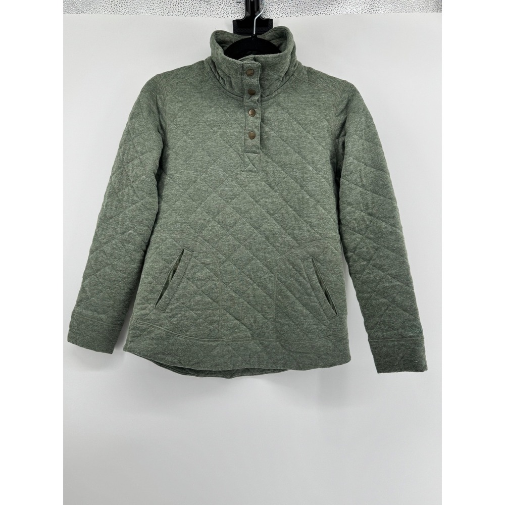 Marmot‎ Womens Aruna Quilted Snap Neck Pullover Sage Green XS Heathered Sweater